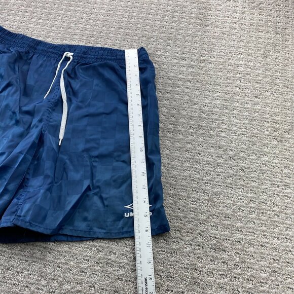 Vintage 90s Umbro Soccer Shorts Men Medium M Navy Blue Checkered Athletic 1990s - Picture 8 of 11